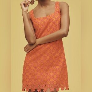 Maeve Orange and Pink Floral Eyelet Tank Dress